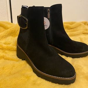 NWT BLONDO DAHLIA BLACK NUBUck ankle booties size 10 fall boots waterproof